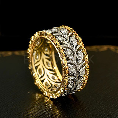 Brass Micro Pave Clear Cubic Zirconia Finger Rings FS-WG88BF1-04-1