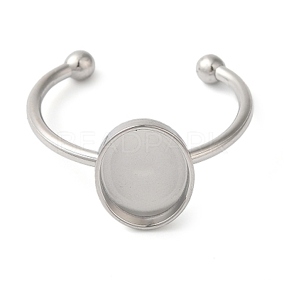 Non-Tarnish 304 Stainless Steel Open Cuff Ring Components X-STAS-I306-06A-P-1