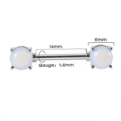 304 Stainless Steel Pave Opalite Half Round Nipple Barbells WG71F42-01-1
