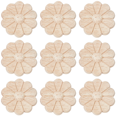 10Pcs Carved Wooden Display Decorations AJEW-GF0013-54-1