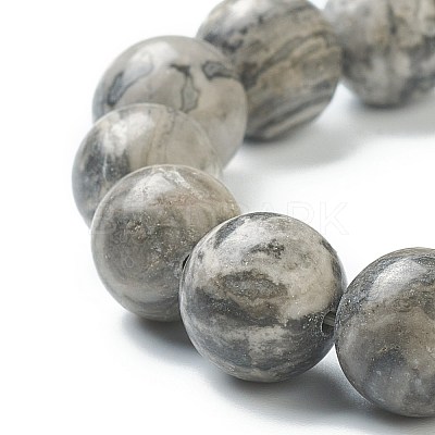 Natural Map Stone Beaded Stretch Bracelets BJEW-A117-E-08-1