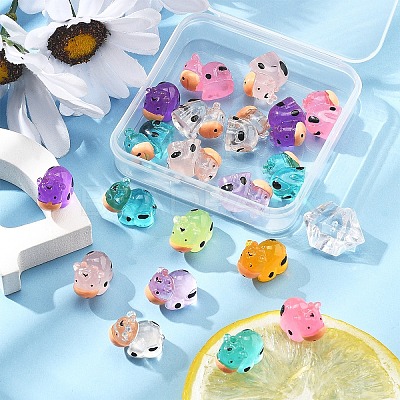 20Pcs Translucent Resin Cute Cow Ornament RESI-FS0002-11-1