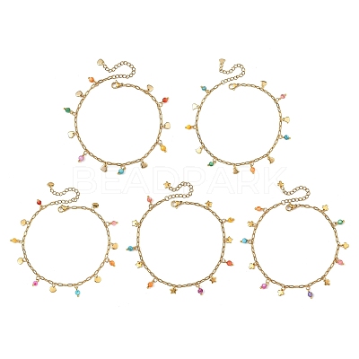 Dyed Natural Freshwater Shell Anklets AJEW-AN00850-1