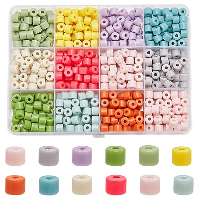 600Pcs 12 Colors Opaque Acrylic Beads OACR-SC0001-50-1