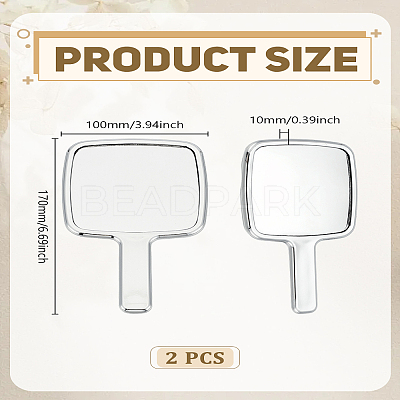 ABS Plastic & Glass Square Shaped Makeup Mirror AJEW-WH0314-906-1