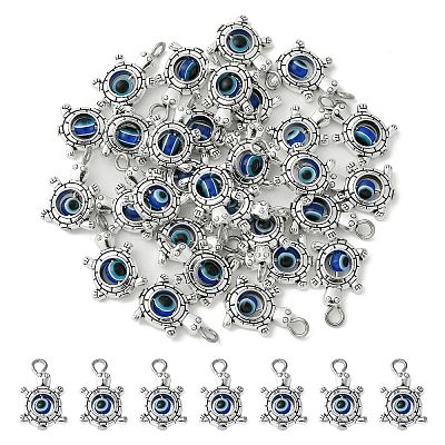 30Pcs Tibetan Style Alloy & Evil Eye Resin Pendants PALLOY-CJ0002-78-1
