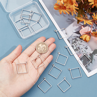 16Pcs 304 Stainless Steel Open Back Bezel Pendants FIND-UN0002-90B-1