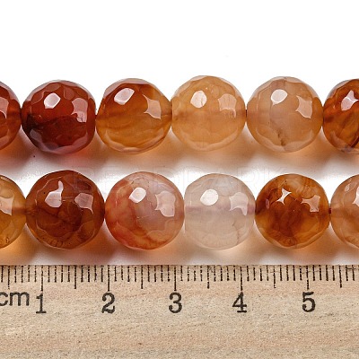 Faceted Natural Banded Agate Beads Strands G-F447-12mm-O04-1