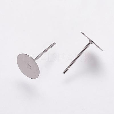 Non-Tarnish 304 Stainless Steel Stud Earring Settings STAS-K146-009-8mm-1