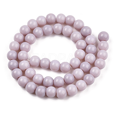 Opaque Solid Color Glass Beads Strands GLAA-T032-P8mm-07-1