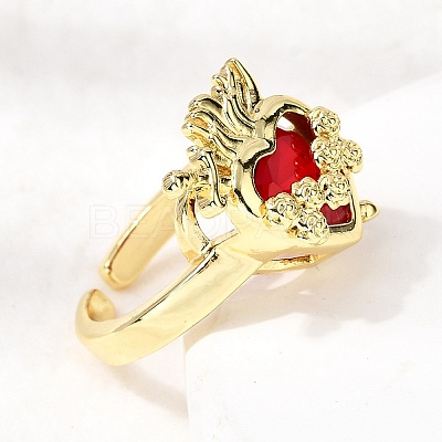 Glass Cuff Open Rings RJEW-P178-01A-G-1