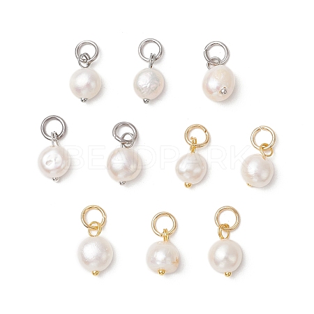 10Pcs 2 Colors Natural Cultured Freshwater Pearl Potato Charms PALLOY-JF03920-1