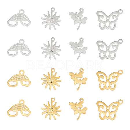 DICOSMETIC 32Pcs 8 Style 304 Stainless Steel Charms STAS-DC0009-29-1