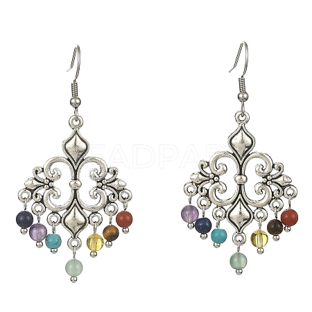 Natural & Synthetic Mixed Gemstone Chandelier Earrings EJEW-TA00258-02-1
