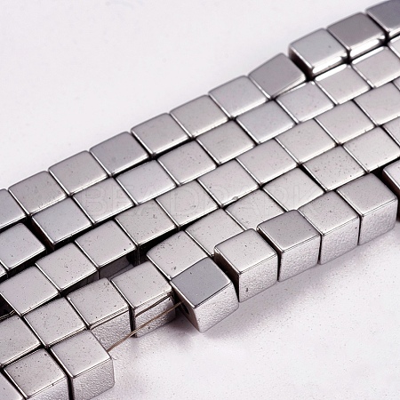 Electroplate Non-magnetic Synthetic Hematite Beads Strands X-G-J170A-4x4mm-01-1