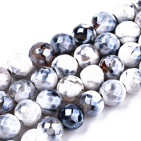 Electroplate Natural Fire Crackle Agate Beads Strands G-T131-54D-1