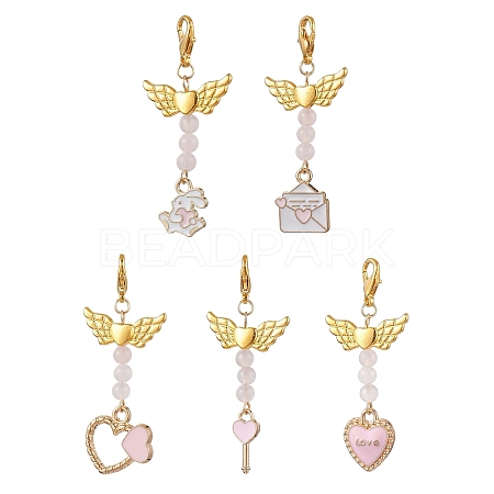 Valentine's Day Alloy Enamel Pendant Decoraton HJEW-JM02028-01-1