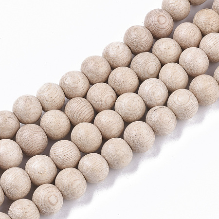 Undyed & Natural Wood Beads Strands WOOD-T024-036-1