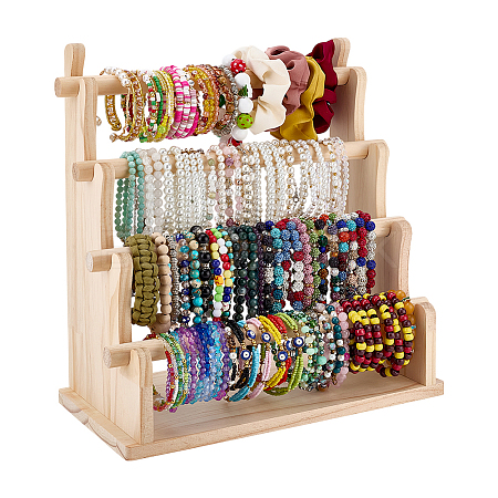 4-Tier Wood Bracelet Organizer Display Stands BDIS-WH0010-16C-1