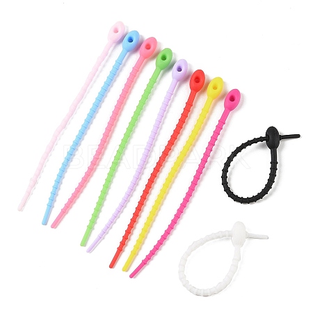 Oval Shape Silicone Cable Zip Ties X-AJEW-C034-03-1