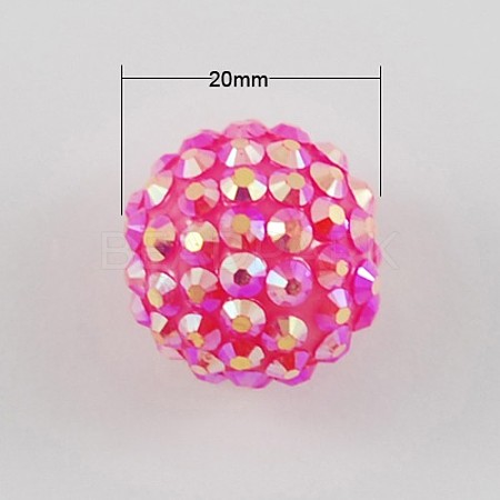 AB Color Chunky Round Resin Rhinestone Bubblegum Ball Beads X-RESI-S256-20mm-SAB6-1