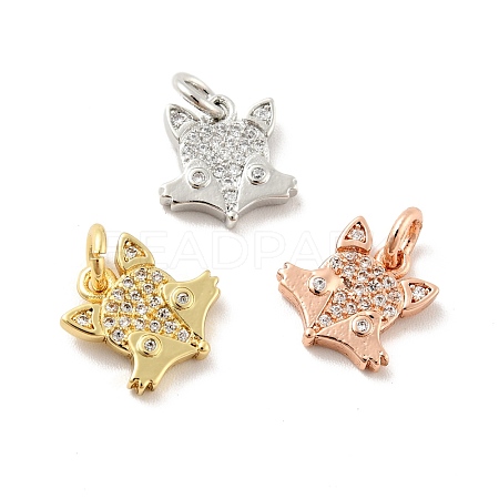 Fox Brass Micro Pave Clear Cubic Zirconia Charms KK-G425-10-1