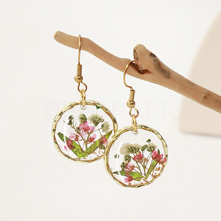 Alloy Epoxy Dried Flower Dangle Earrings FS-WGABF6D-08-1