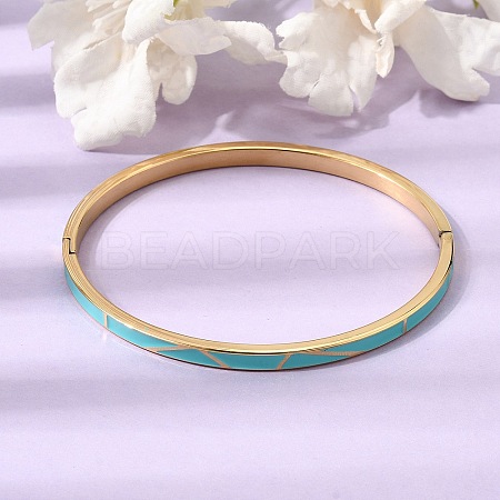 304 Stainless Steel Enamel Hinged Cuff Bangles for Women SA-CBAC920-15G-01E-1
