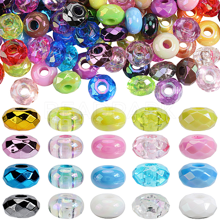 150Pcs 5 Styles Opaque Acrylic European Beads OACR-SP0001-46-1