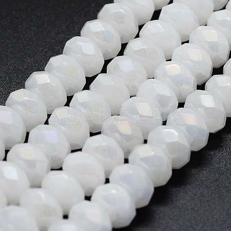 Electroplated Natural White Jade Beads Strands G-G750-04-5x8mm-1