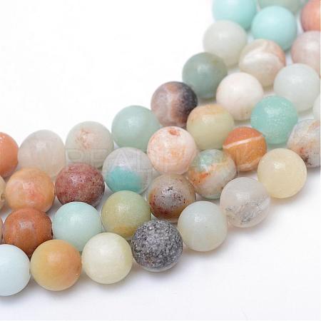 Round Natural Flower Amazonite Bead Strands G-R345-4mm-17-1