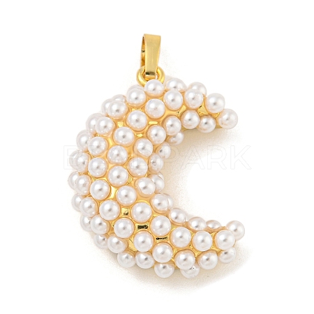 Rack Plating Brass & ABS Plastic Imitation Pearl Pendants KK-N255-03D-G-RS-1