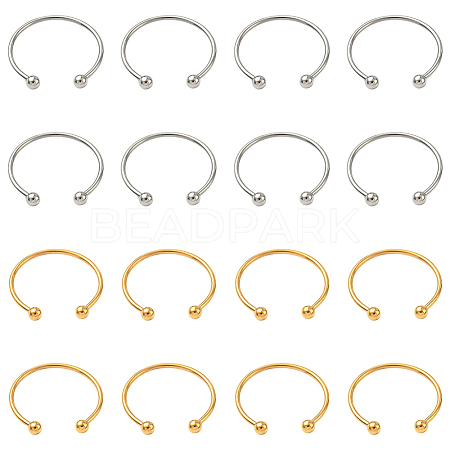 20Pcs 2 Colors 304 Stainless Steel Cuff Rings RJEW-SC0001-35-1
