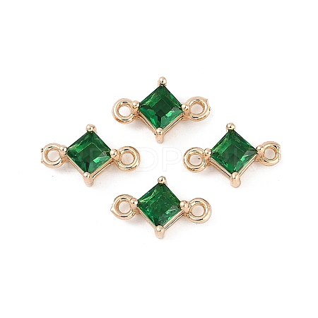 Brass Pave Glass Rhombus Links Connector Charms X1-GLAA-Q088-001F-1