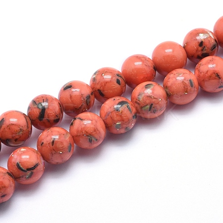 Sea Shell and Synthetic Turquoise Assembled Beads Strands G-G758-12-6mm-1