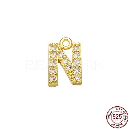 Real 18K Gold Plated 925 Sterling Silver Micro Pave Clear Cubic Zirconia Charms STER-P054-10G-N-1