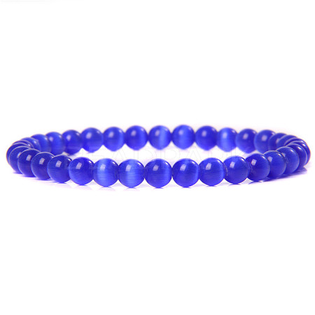 Synthetic Cat Eye Round Beaded Stretch Bracelet SF8562-31-1-1