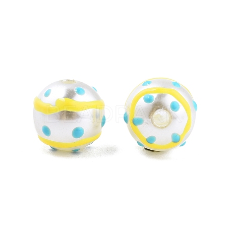 Spot Pattern Opaque ABS Plastic Imitation Pearl Enamel Beads KY-G020-02D-1