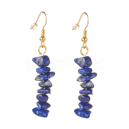 Natural Lapis Lazuli Chip Beaded Dangle Earrings EJEW-JE04788-09-1