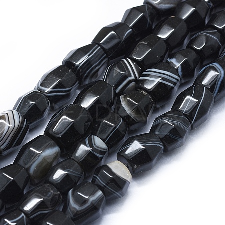 Natural Black Agate Beads Strands G-I245-18-1