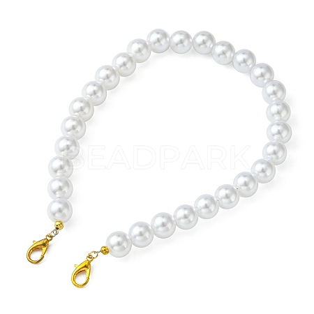 ABS Plastic Imitation Pearl Round Beaded Purse Straps AJEW-FZ00004-1