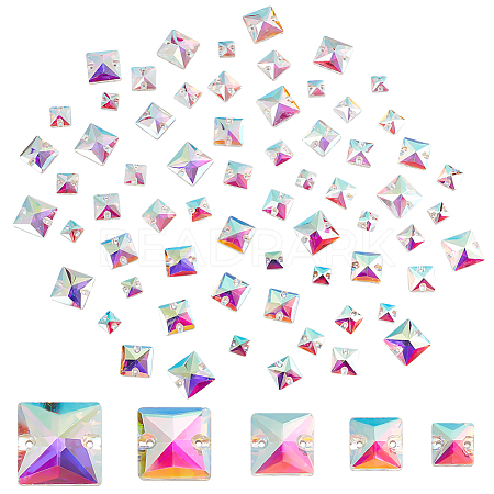 75Pcs 5 Styles Square Shape Sew on Rhinestone GLAA-GA0001-60B-1