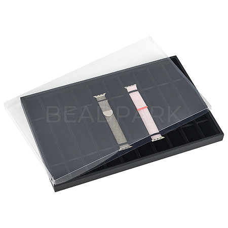 10 Grids Rectangle PU Leather Watch Straps Necklace Bracelet Display Tray ODIS-NB0001-38B-1