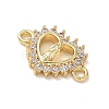 Brass Pave Clear Cubic Zirconia Religion Virgin Heart Links Connector Charms KK-L268-003G-2