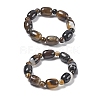 Natural Banded Agate Bead Stretch Bracelets G-P570-01M-4