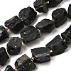 Raw Rough Natural Black Obsidian Beads Strands G-Z087-B06-2