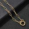 304 Stainless Steel Ring Pendant Paperclip Chain Necklaces for Women NJEW-Z091-02G-1