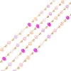 Faceted Rondelle Glass & Round 304 Stainless Steel Beaded Chains CHS-G026-01KCG-01-1