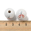 Printed Wood European Beads WOOD-L020-D03-3