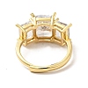 Clear Cubic Zirconia Rectangle Adjustable Ring RJEW-I087-11G-3
